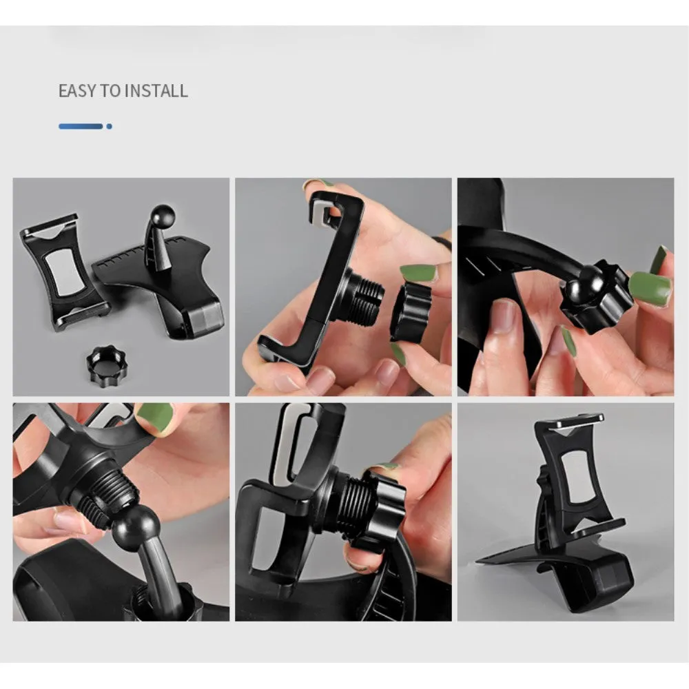 3 in 1 Car GPS Smartphone Holder: Dashboard / Visor Clamp   AC Grid Clip for Explay Polo - Black