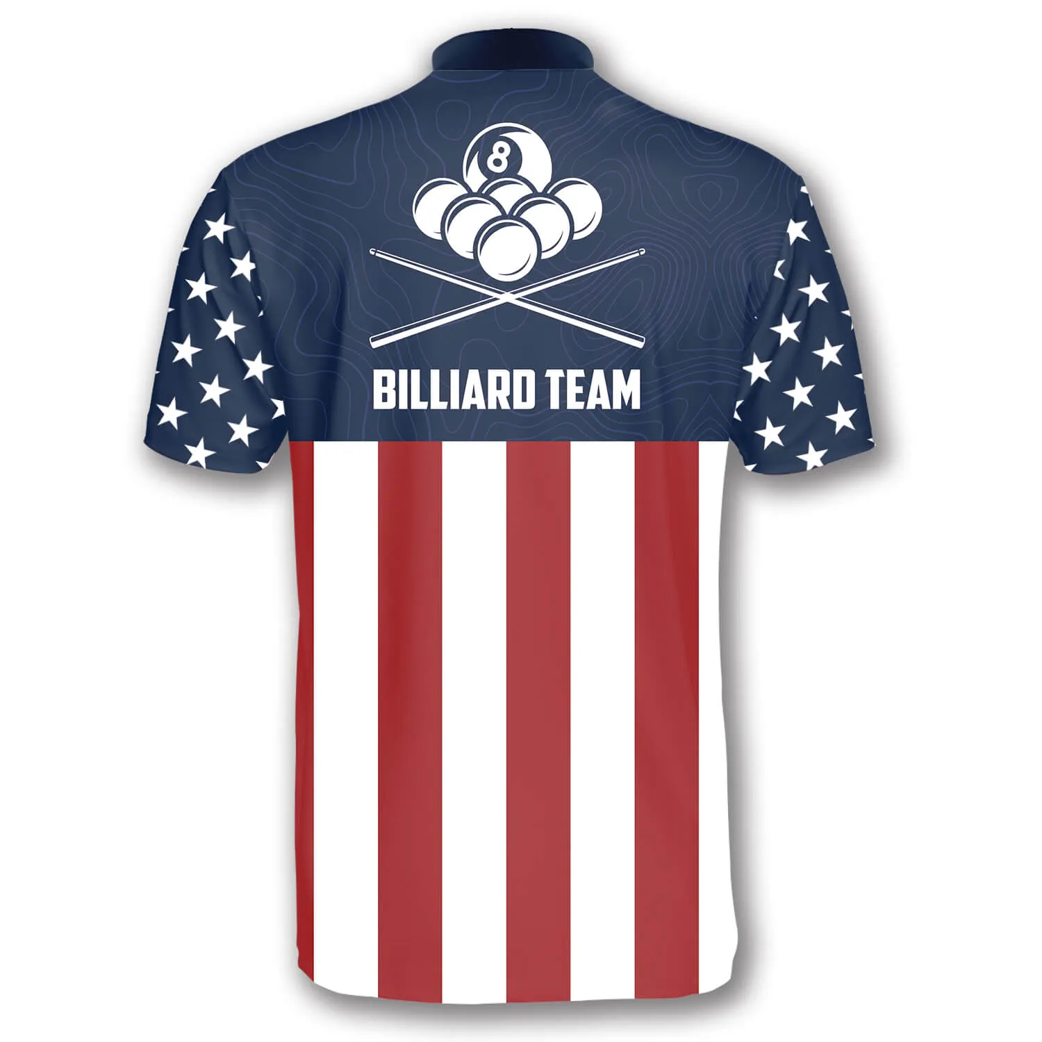 8 Ball Patriotic Flag Navy Custom Billiard Jerseys for Men, Uniform Shirt for Billiard Player, Flag Shirt