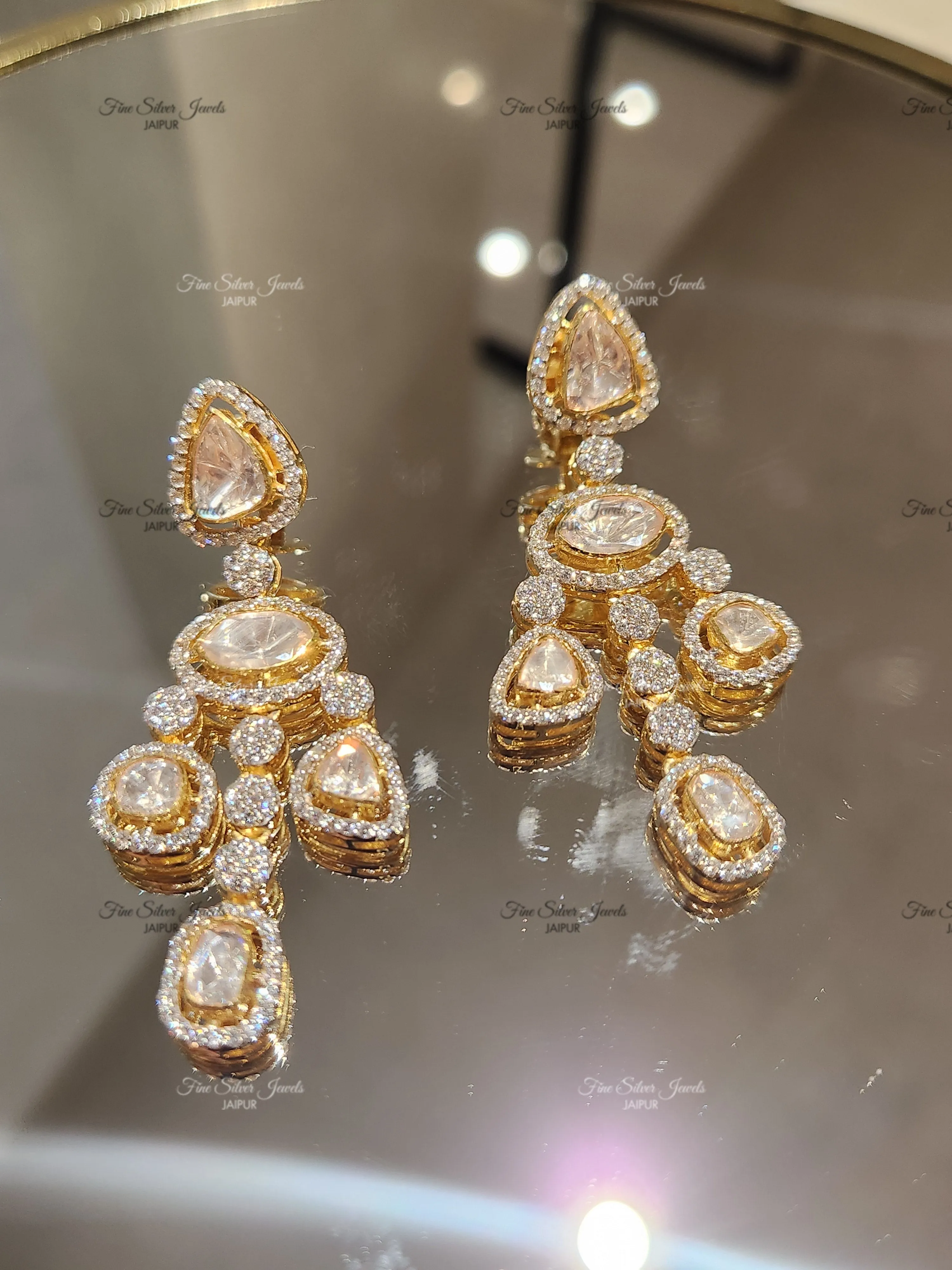 925 Silver Opulent Polki Earrings