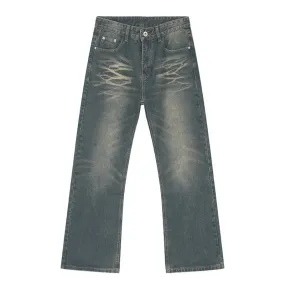 American Style Men's Wear Jeans Summer New Stylish Denim Micro Flare Pants High Street Deconstructed Trend 9C5981