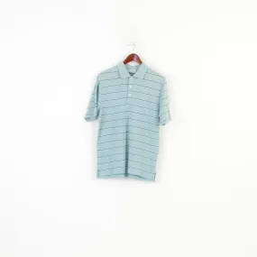 Ashworth Men L Polo Shirt Striped Mint Cotton Jersey Short Sleeve Top