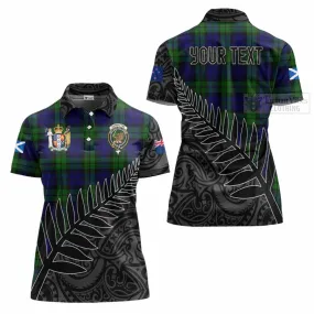 Bannatyne Crest Tartan Women's Polo Shirt with New Zealand Silver Fern Half Style