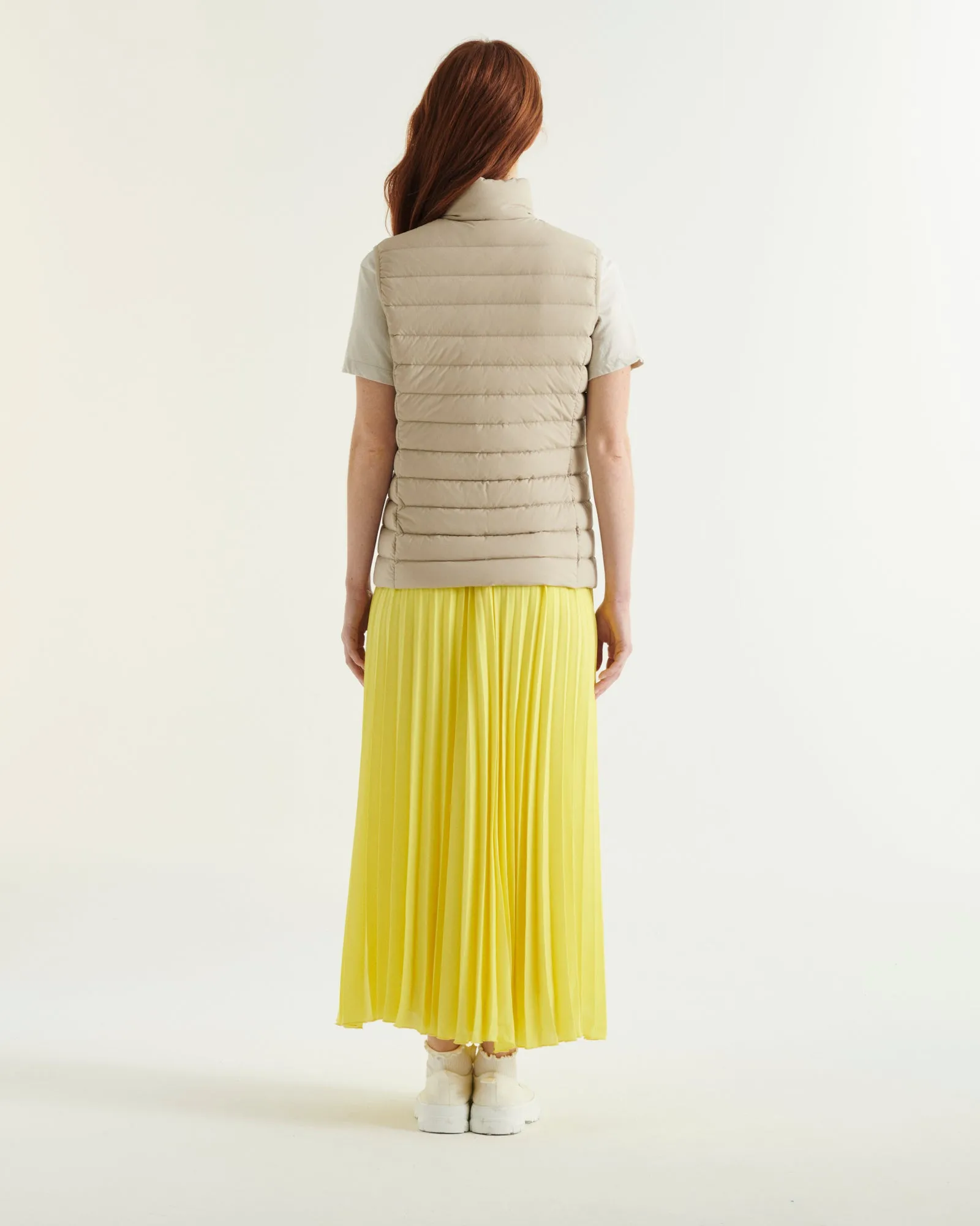 Beige Grenada stretch sleeveless puffer jacket