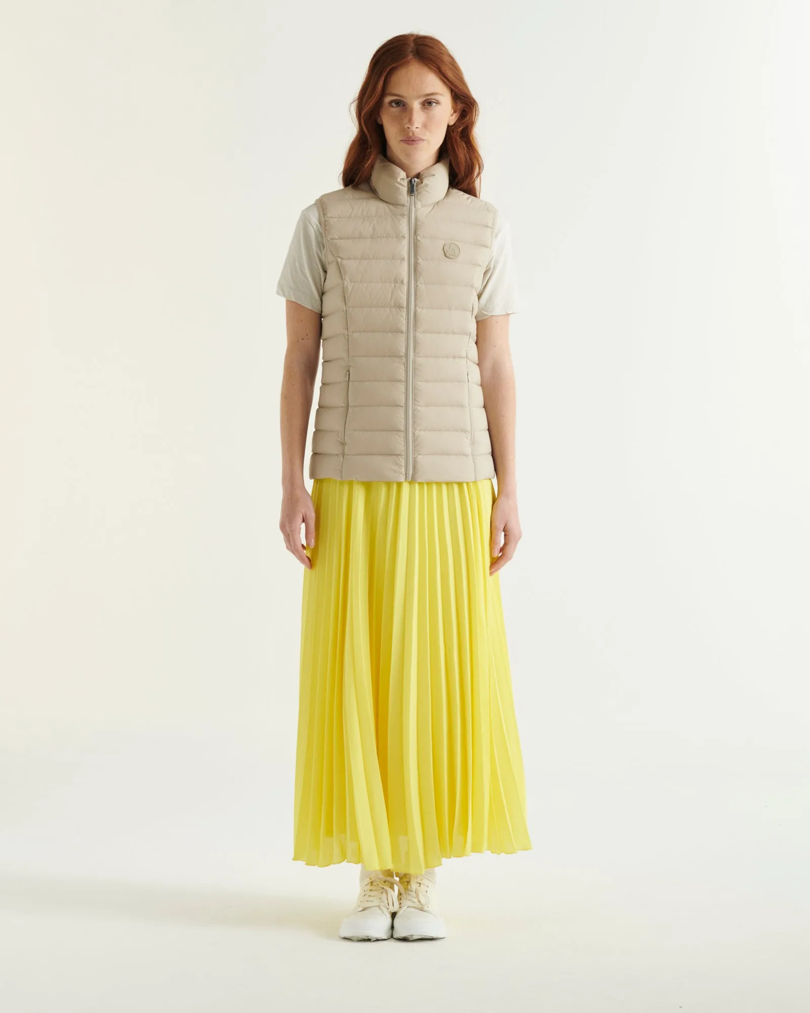 Beige Grenada stretch sleeveless puffer jacket