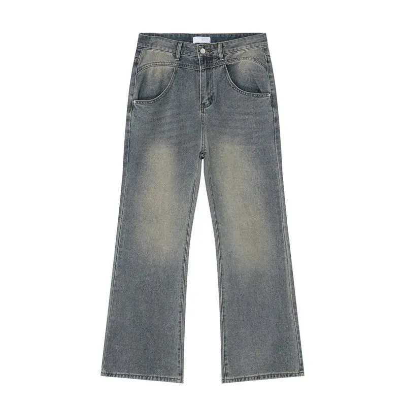 Black Washed Jeans Summer New Trendy Male Wide Leg Denim Pants High Street Loose Boot-cut Trousers Men's Wear 9C5984