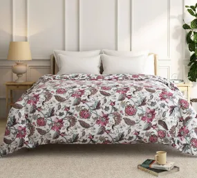 Blossom and Boughs Quilted Rajai | Jaipuri Printed Design | AC Blanket | All Season Comforter | Soft 100% Cotton Reversible Dohar | Double Bed Queen Size | 78 x 94 inch Multicolor Pack of 1