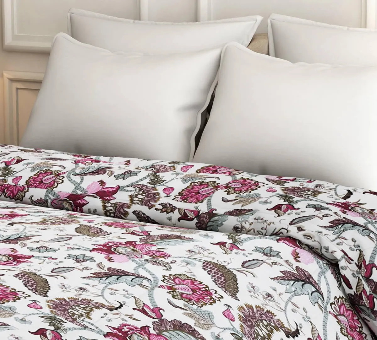 Blossom and Boughs Quilted Rajai | Jaipuri Printed Design | AC Blanket | All Season Comforter | Soft 100% Cotton Reversible Dohar | Double Bed Queen Size | 78 x 94 inch Multicolor Pack of 1