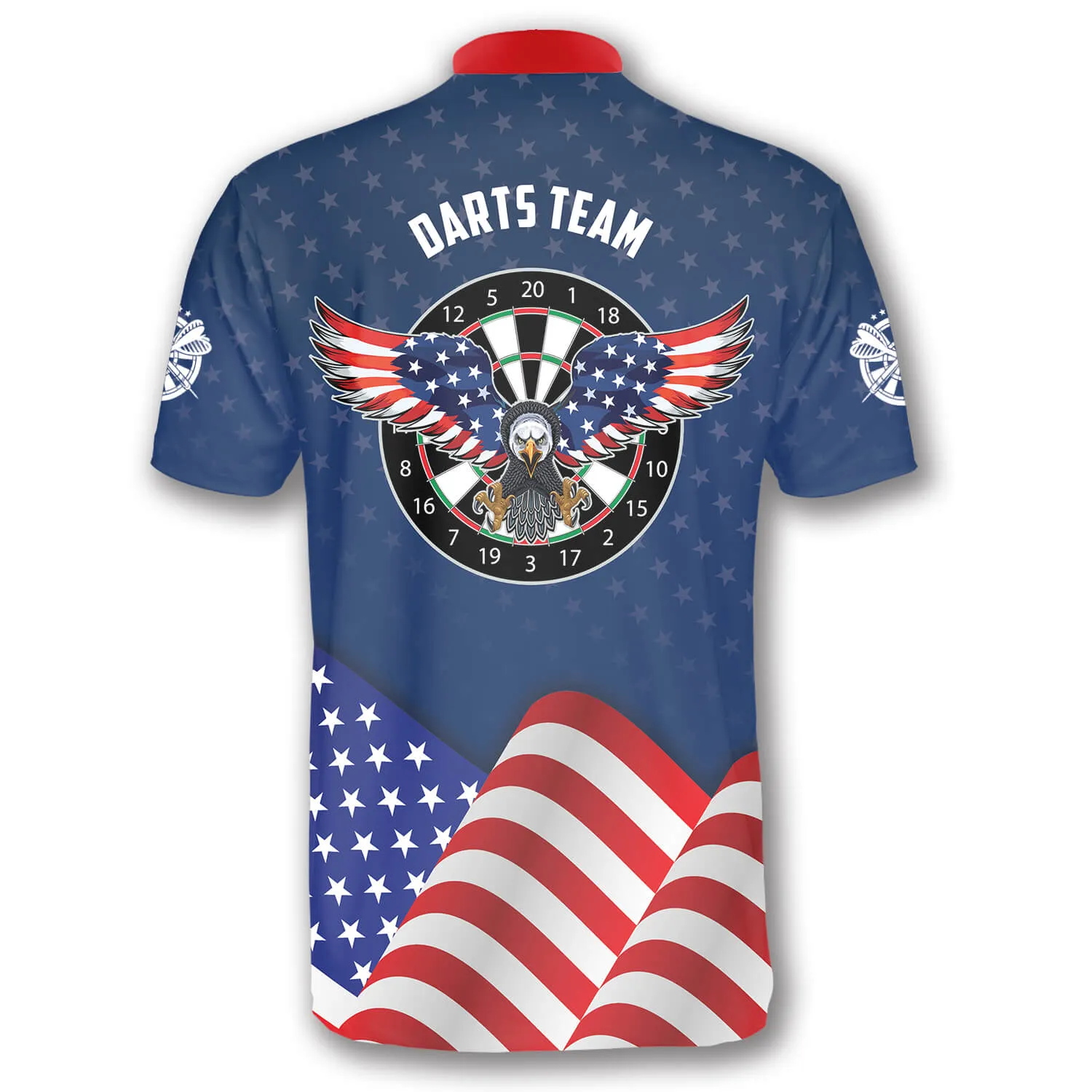 Blue Waving Flag Custom Darts Jerseys for Men, Uniform Shirt for Dart Team, Dart player