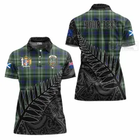 Blyth Crest Tartan Women's Polo Shirt with New Zealand Silver Fern Half Style