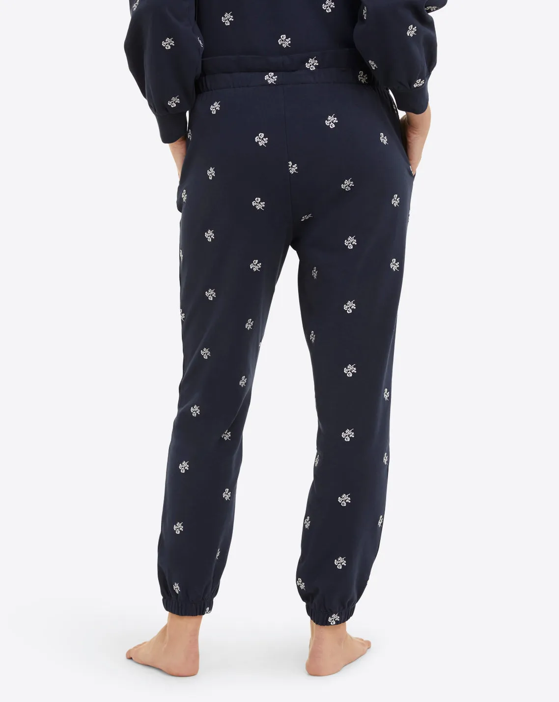Bobbie Sweatpants in Navy Embroidered Viola