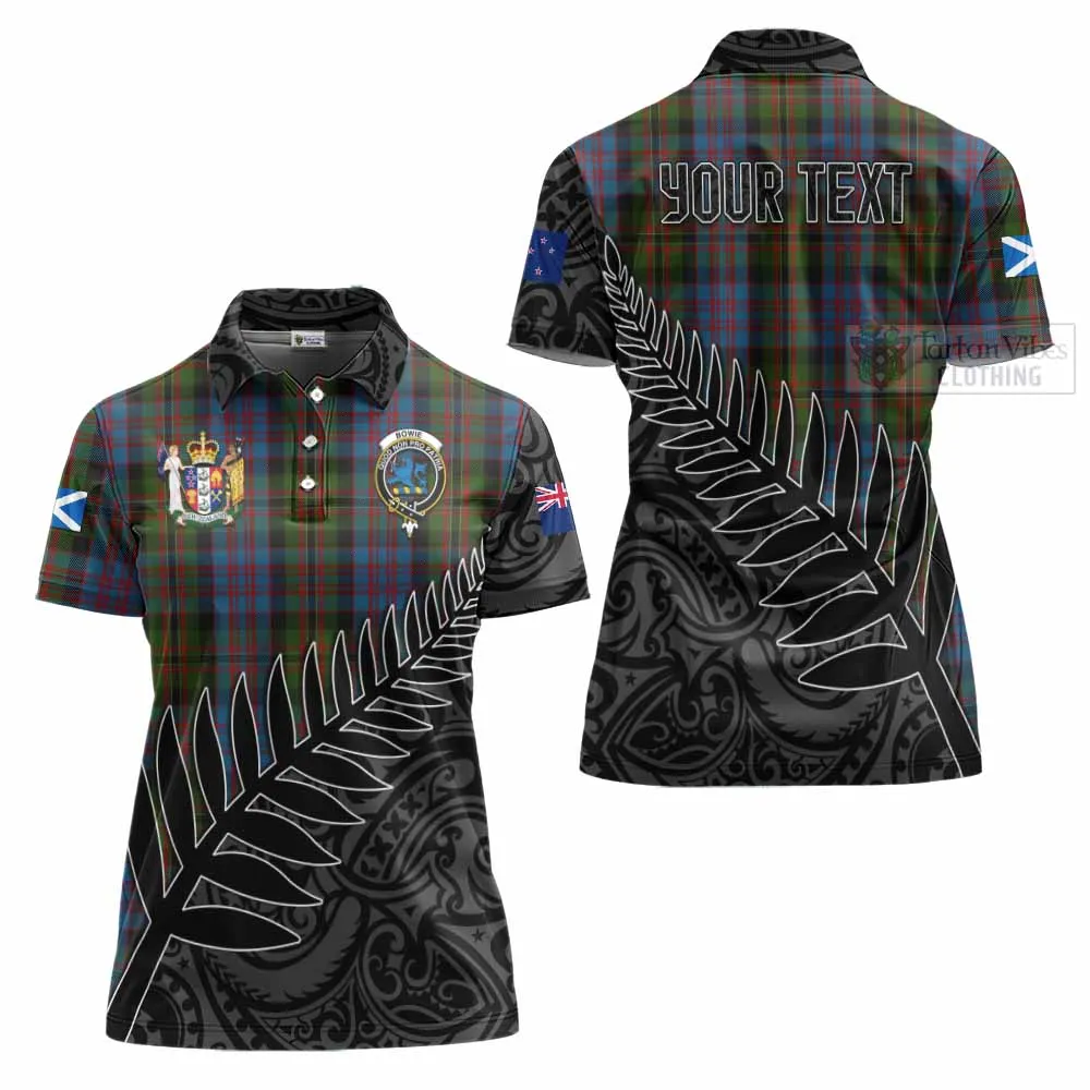 Bowie Crest Tartan Women's Polo Shirt with New Zealand Silver Fern Half Style