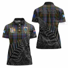 Bowie Crest Tartan Women's Polo Shirt with New Zealand Silver Fern Half Style