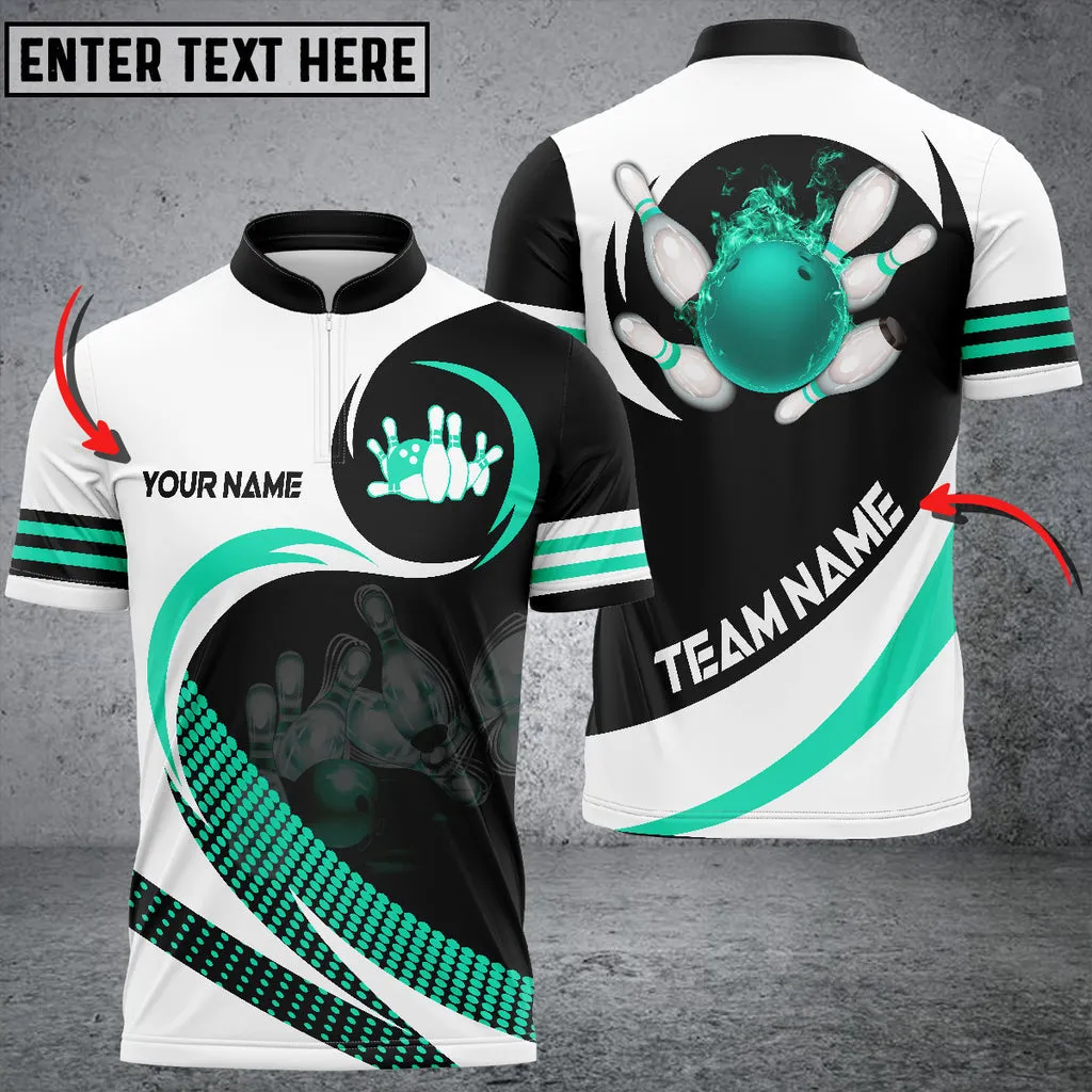 Bowling And Pins Curve Multicolor Option Customized Name 3D Bowling Shirt, Idea Gift for Bowler