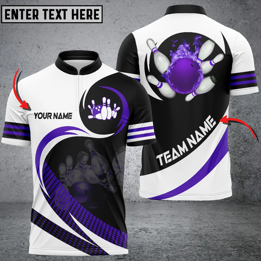 Bowling And Pins Curve Multicolor Option Customized Name 3D Bowling Shirt, Idea Gift for Bowler