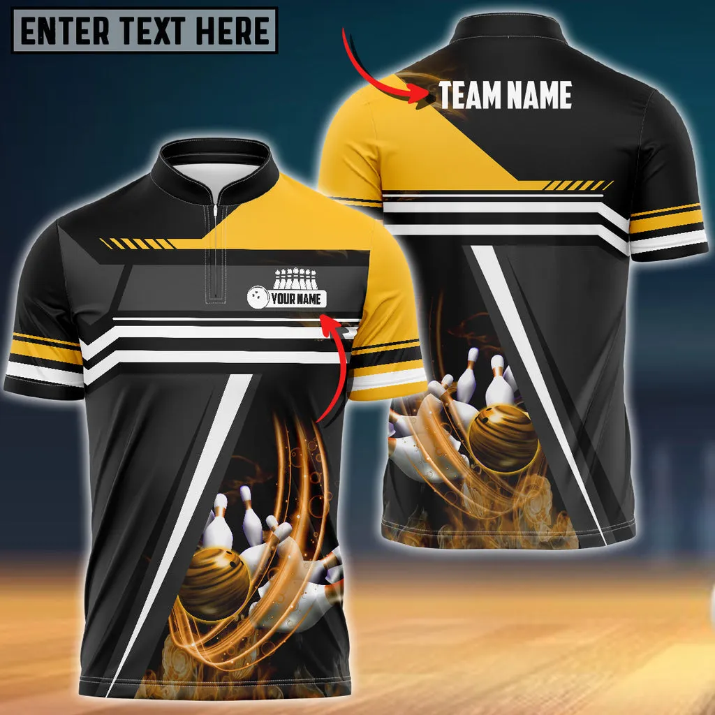 Bowling And Pins Spinning Multicolor Option Customized Name 3D Bowling Jersey Shirt