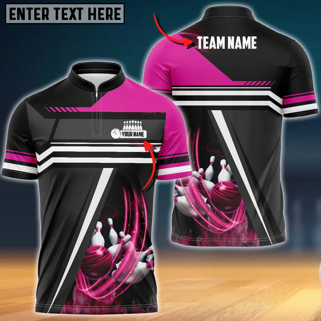 Bowling And Pins Spinning Multicolor Option Customized Name 3D Bowling Jersey Shirt
