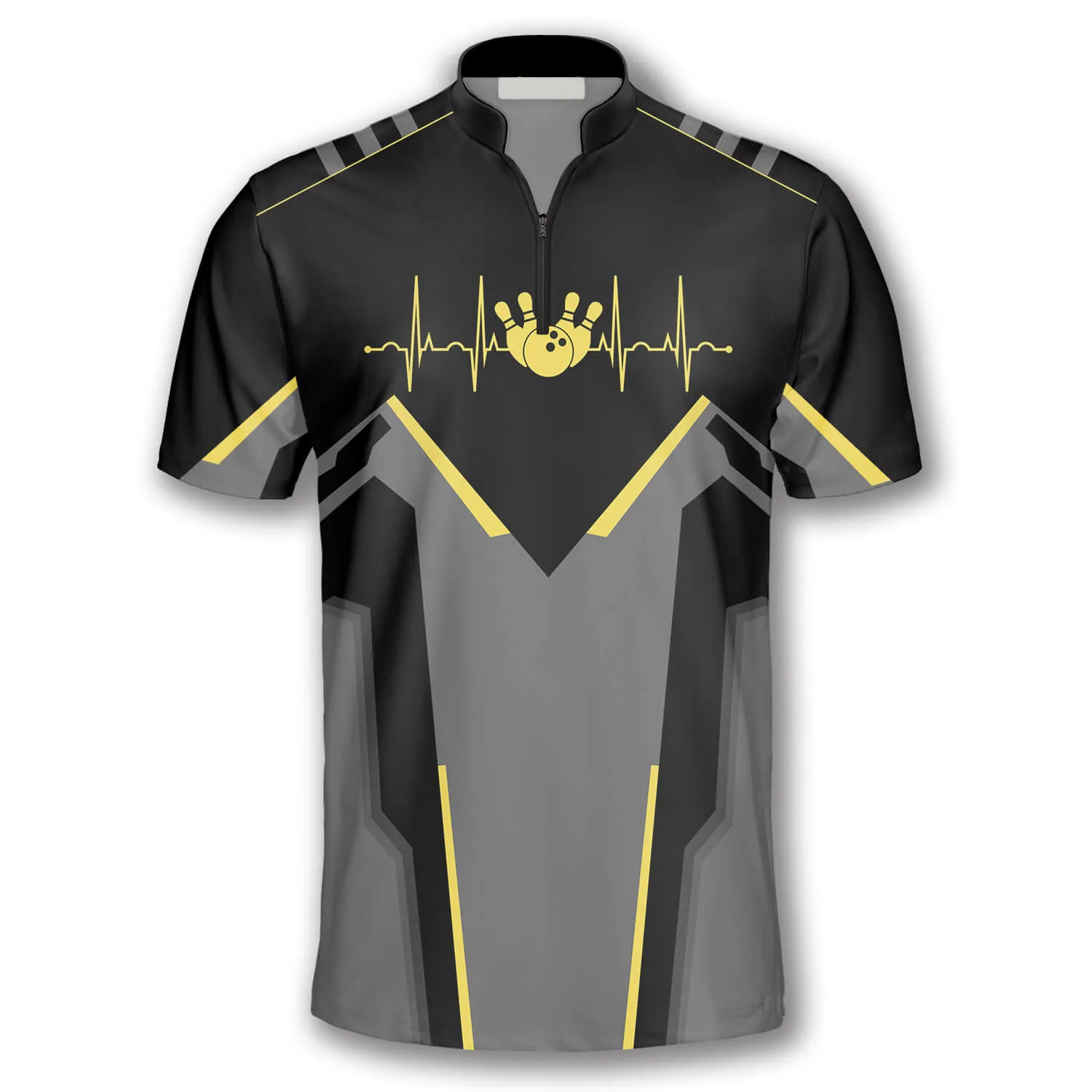 Bowling Heartbeat Pulse Line Custom Bowling Jerseys for Men, Uniform Shirt for Bowling Team, Bowling Shirt