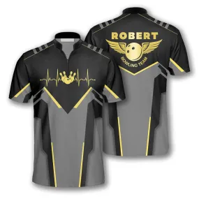 Bowling Heartbeat Pulse Line Custom Bowling Jerseys for Men, Uniform Shirt for Bowling Team, Bowling Shirt