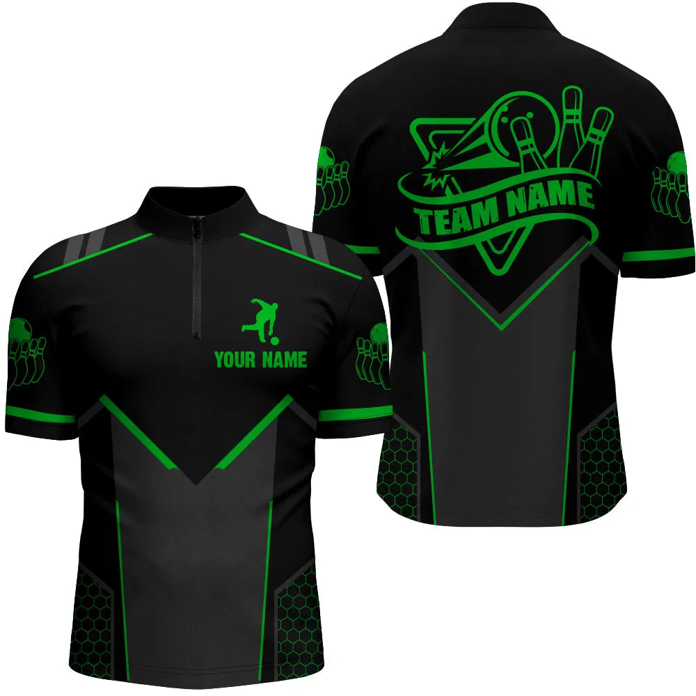Bowling Jersey For Men Custom Multi Color Bowling Quarter-Zip Shirt Team Bowlers Short Sleeve