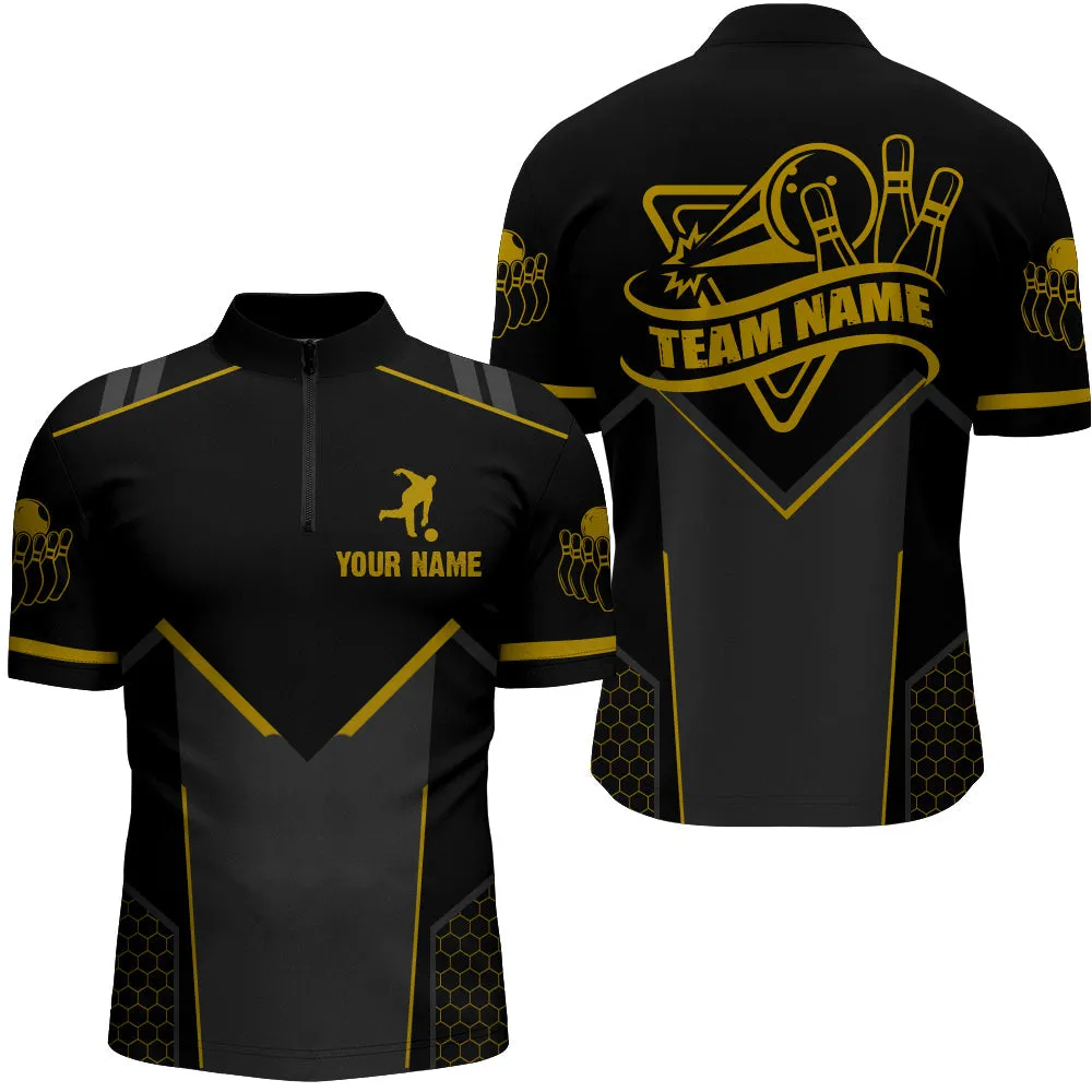 Bowling Jersey For Men Custom Multi Color Bowling Quarter-Zip Shirt Team Bowlers Short Sleeve