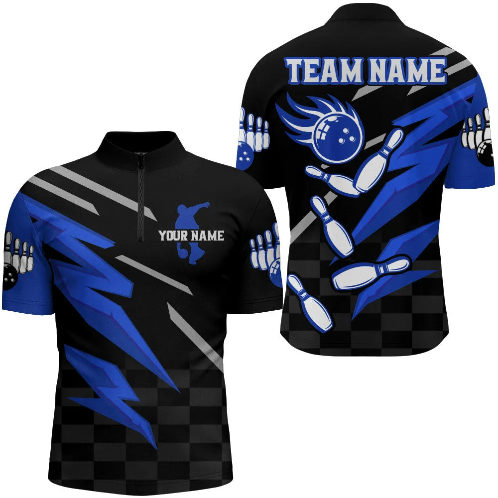 Bowling Quarter-Zip Shirt For Men Custom Bowling Jersey Team League Bowling Shirts, Multi Color Bowling Jersey