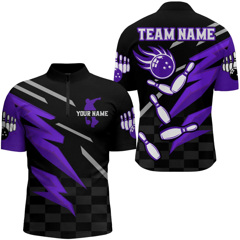 Bowling Quarter-Zip Shirt For Men Custom Bowling Jersey Team League Bowling Shirts, Multi Color Bowling Jersey