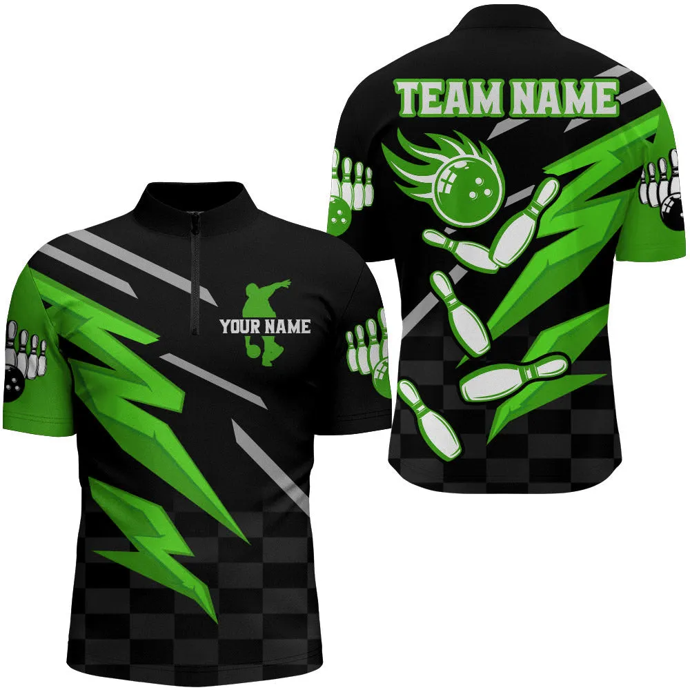 Bowling Quarter-Zip Shirt For Men Custom Bowling Jersey Team League Bowling Shirts, Multi Color Bowling Jersey