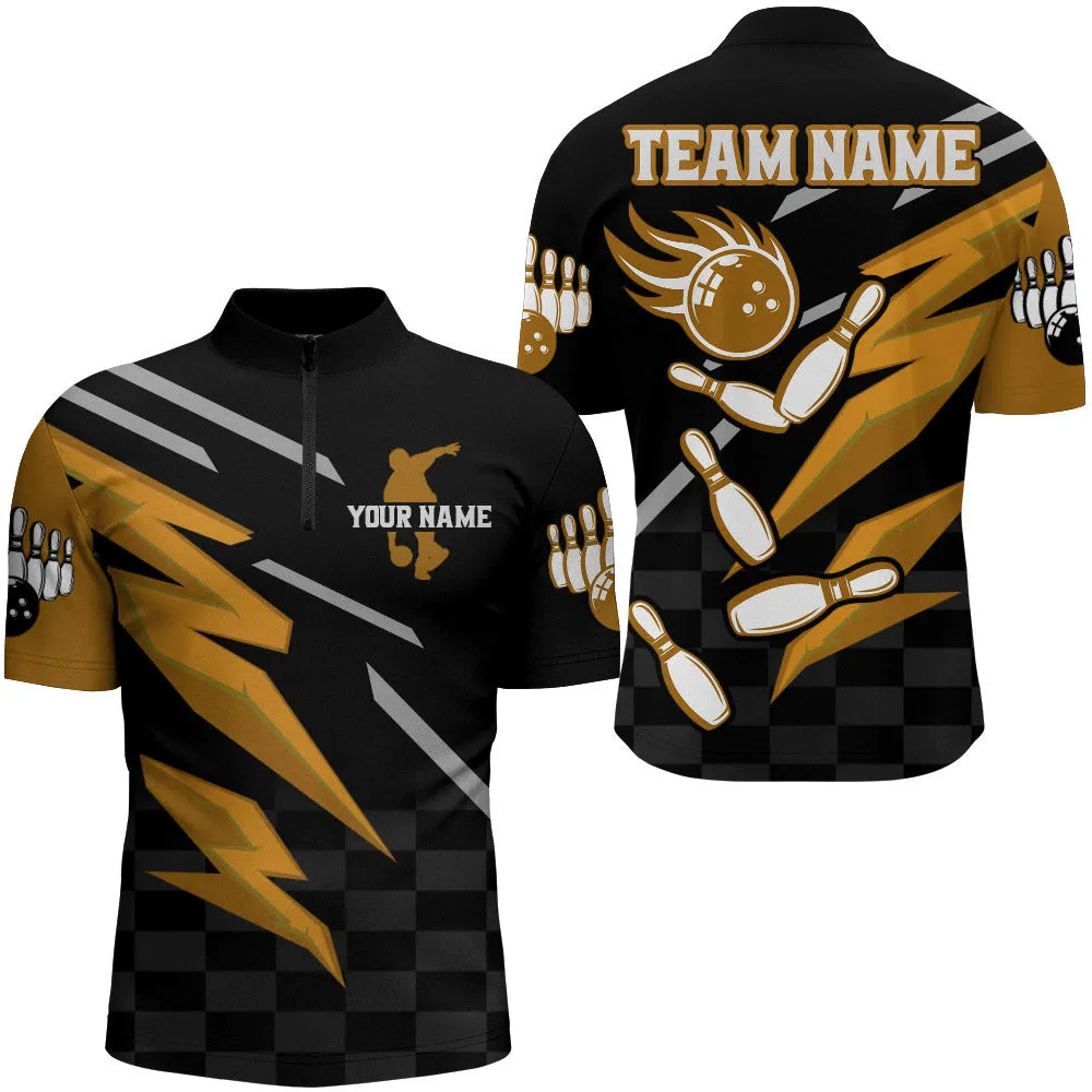 Bowling Quarter-Zip Shirt For Men Custom Bowling Jersey Team League Bowling Shirts, Multi Color Bowling Jersey