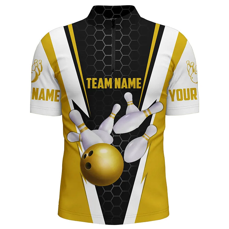 Bowling Shirts For Men Custom Name And Team Name Strike Bowling Ball And Pins, Team Bowling Shirts