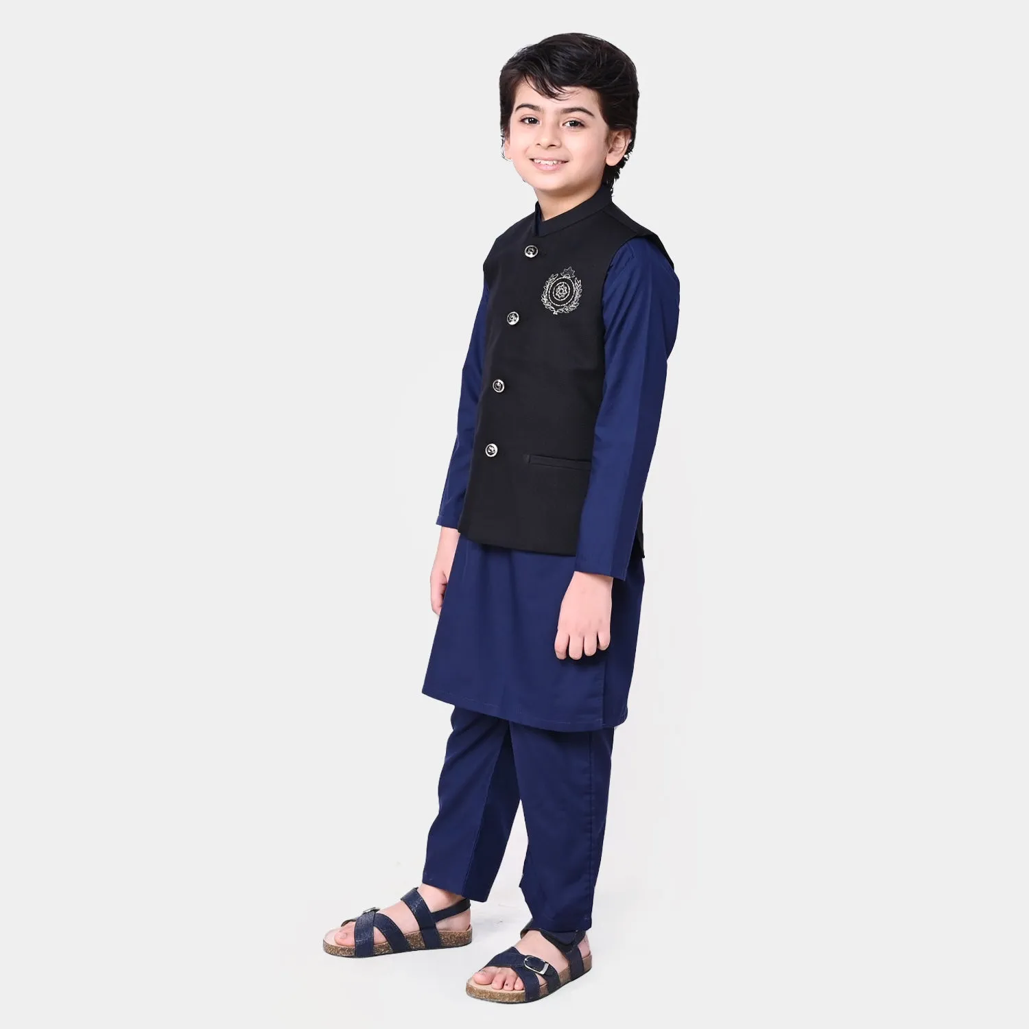Boys Viscose 3Pcs Suit - Navy Blue