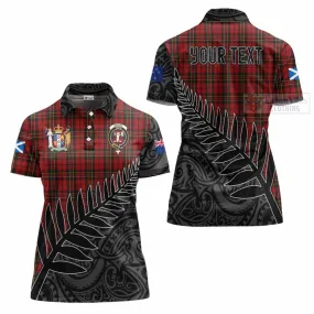 Brodie Crest Tartan Women's Polo Shirt with New Zealand Silver Fern Half Style