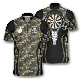Bull Skull Camo Custom Darts Jerseys for Men, Skull Dartboard 3D Shirt