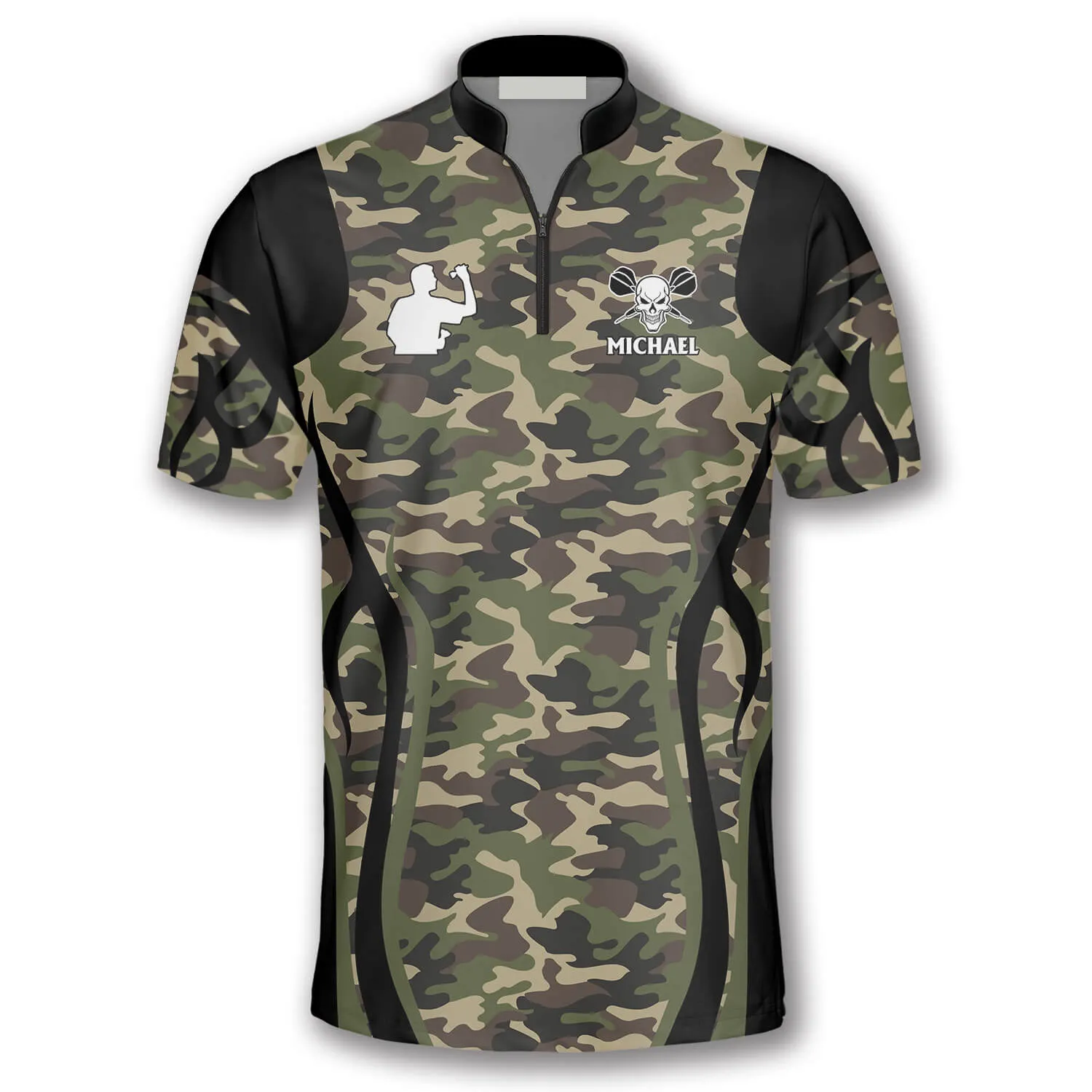 Bull Skull Camo Custom Darts Jerseys for Men, Skull Dartboard 3D Shirt