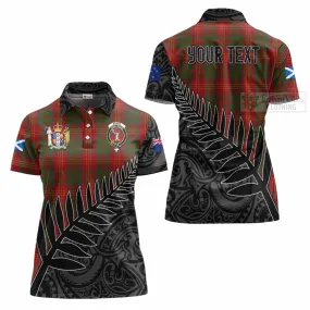 Burns Crest Tartan Women's Polo Shirt with New Zealand Silver Fern Half Style