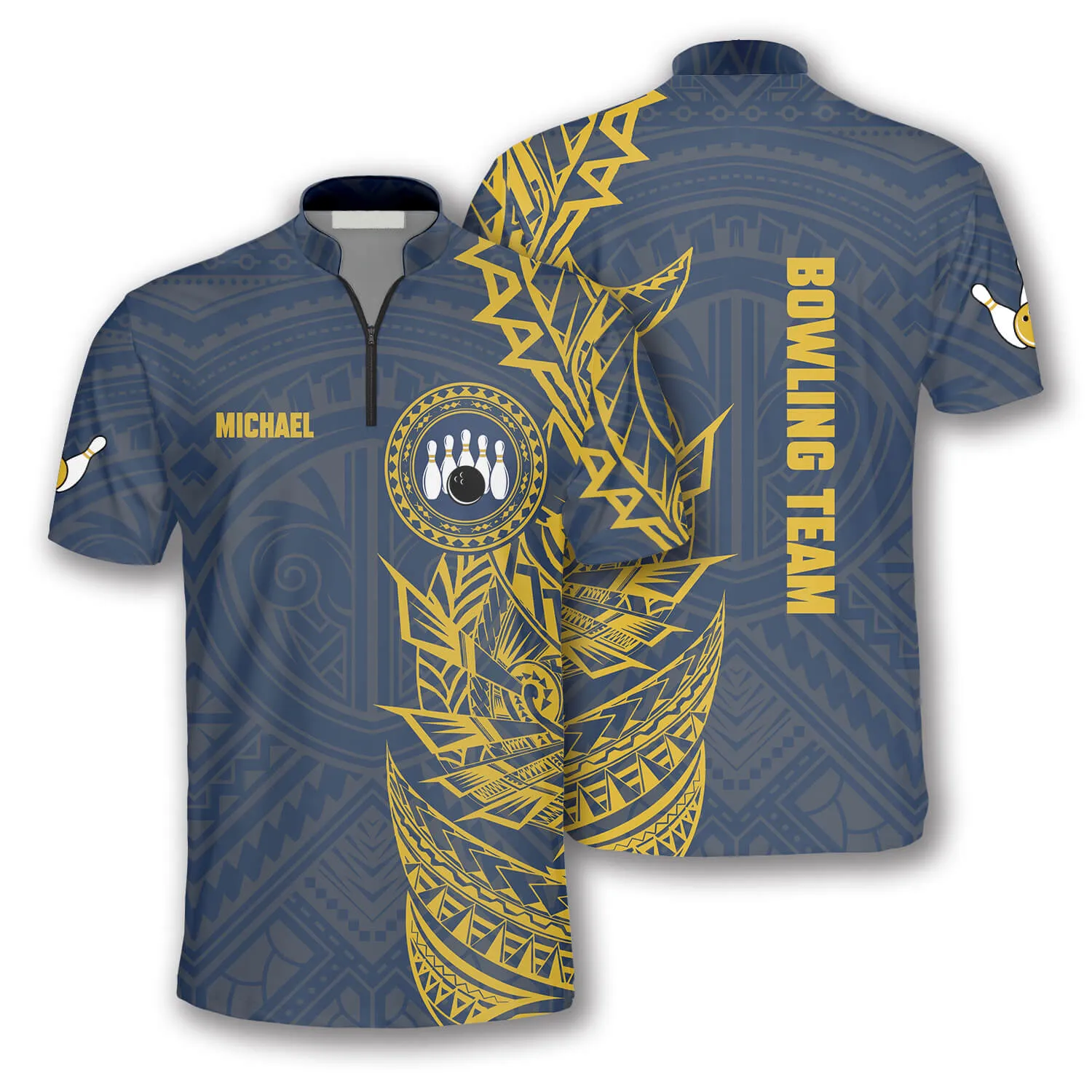 BW Multi Color Tribal Custom Bowling Jerseys for Men, Bowling in My Heart 3D Jersey Shirt