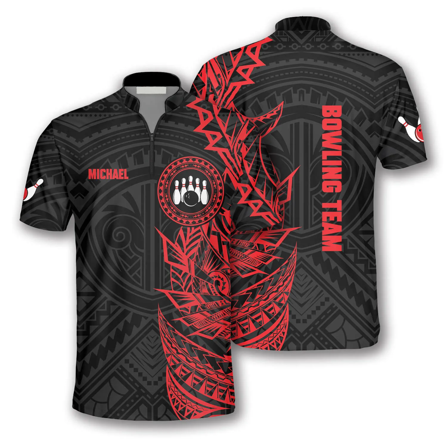 BW Multi Color Tribal Custom Bowling Jerseys for Men, Bowling in My Heart 3D Jersey Shirt