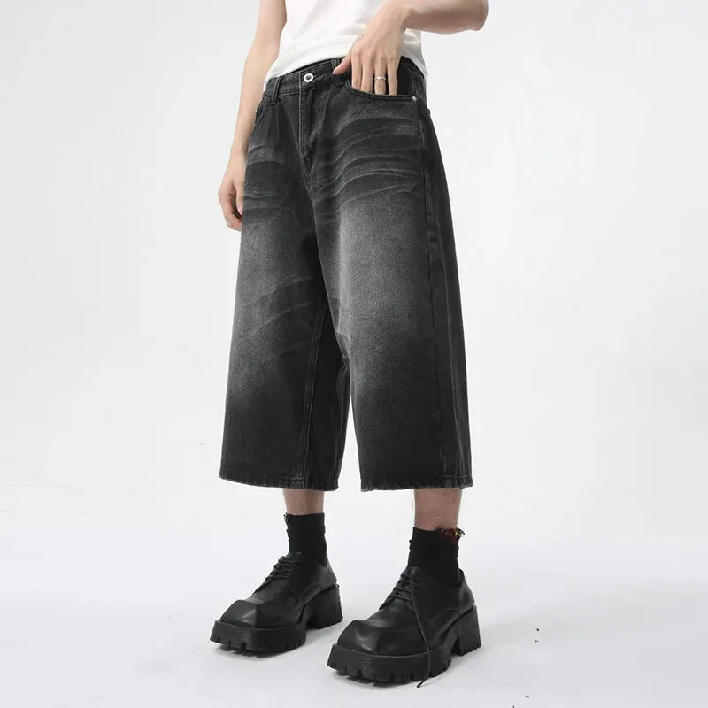 Calf-Length Pants High Street Straight Men Jeans Summer Fashion Men's Clothing American Style Denim Shorts 9C5970