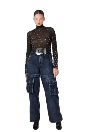 CARGO NAVY JEANS