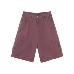 Casual Men's Shorts New Trendy Solid Color Jeans Streetwear Pocket Design Male Straight Knee-length Denim Pants 9C6402