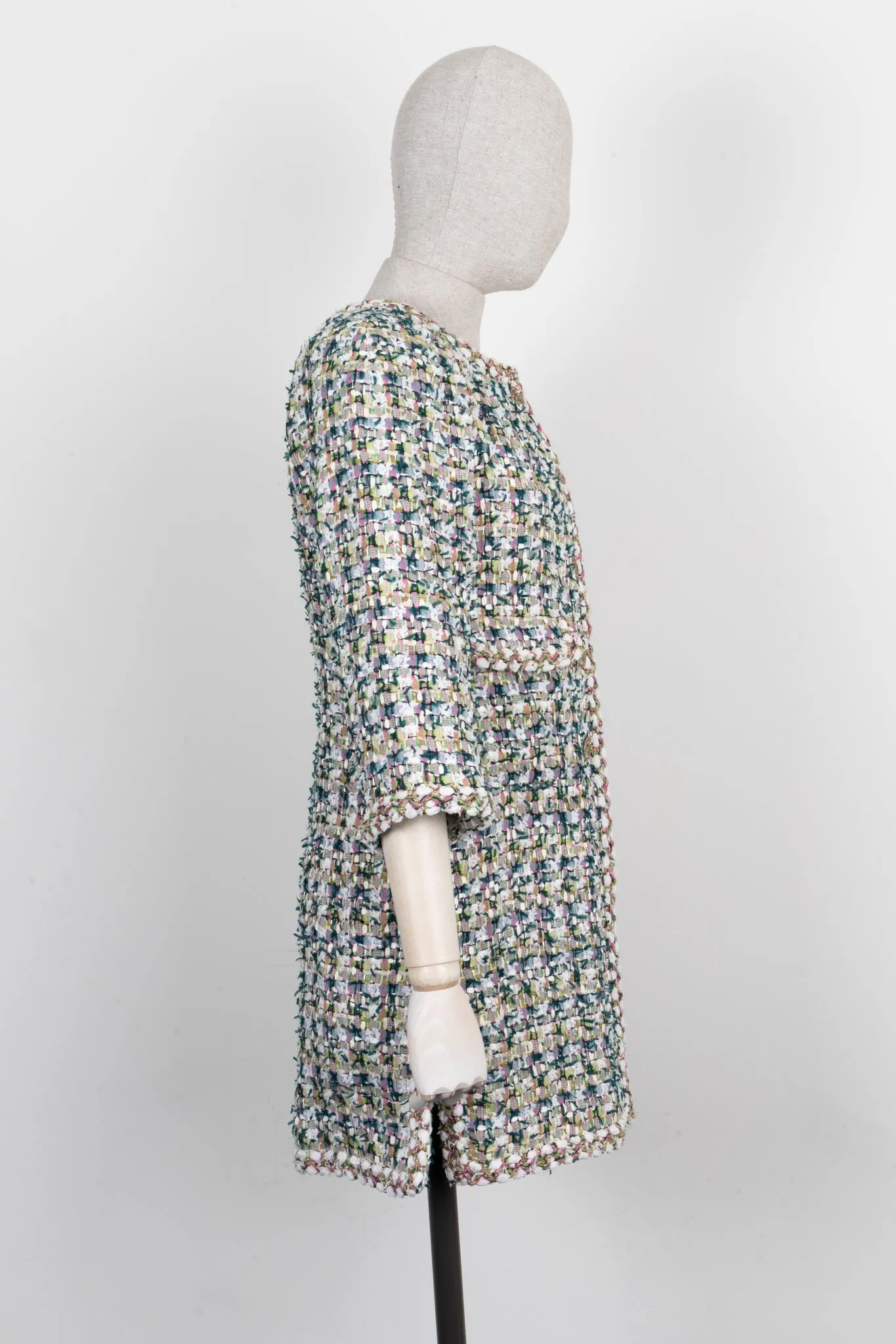 CHANEL 2018 Paris-Greece Fantasy Tweed Coat Green