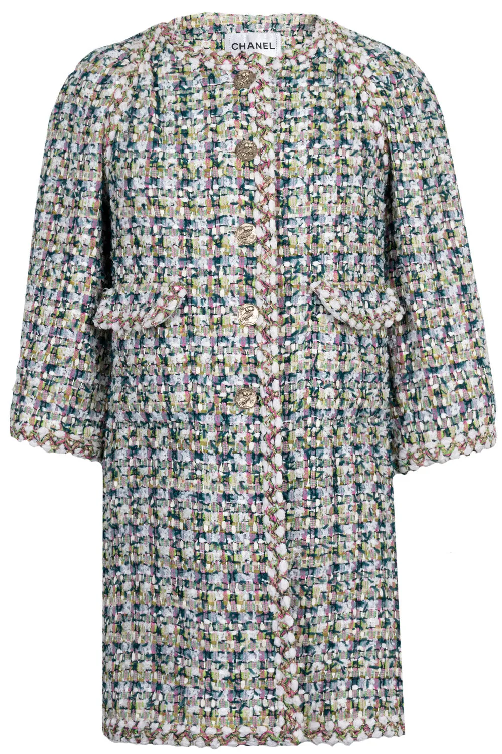 CHANEL 2018 Paris-Greece Fantasy Tweed Coat Green