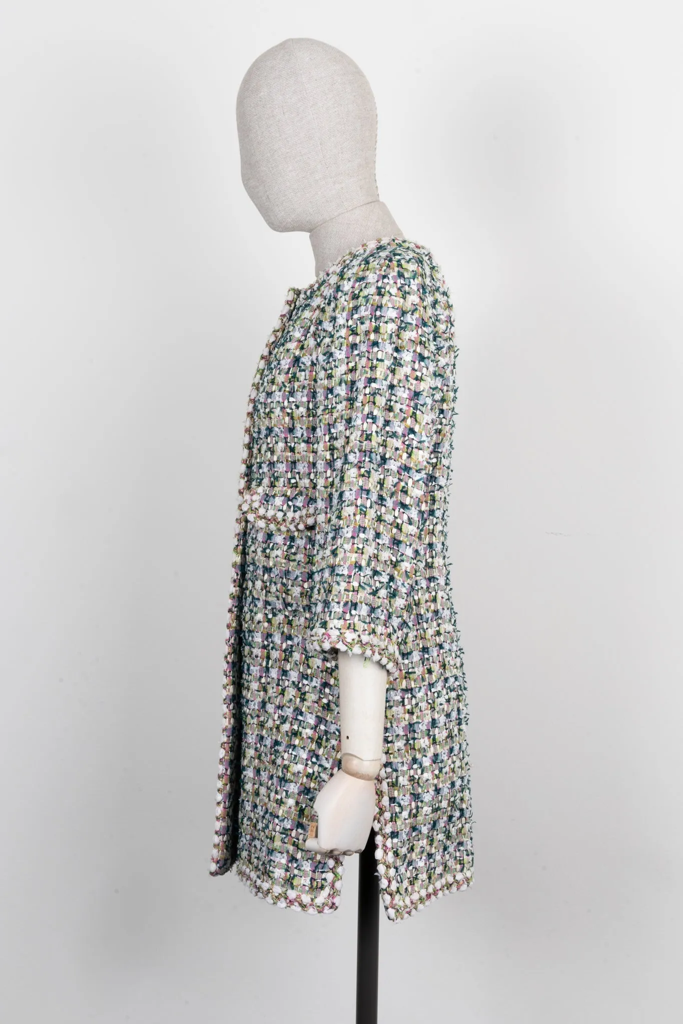 CHANEL 2018 Paris-Greece Fantasy Tweed Coat Green