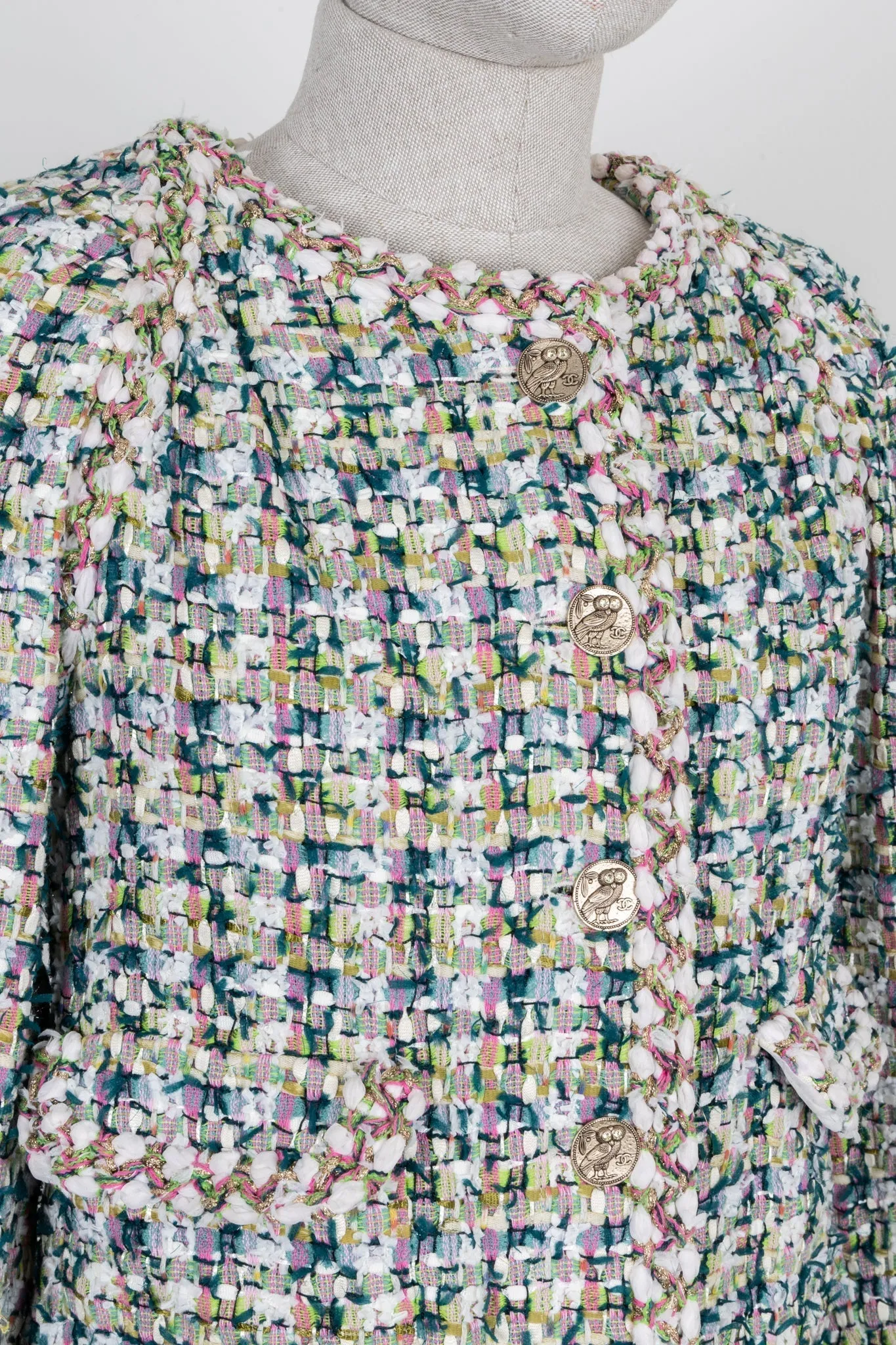 CHANEL 2018 Paris-Greece Fantasy Tweed Coat Green