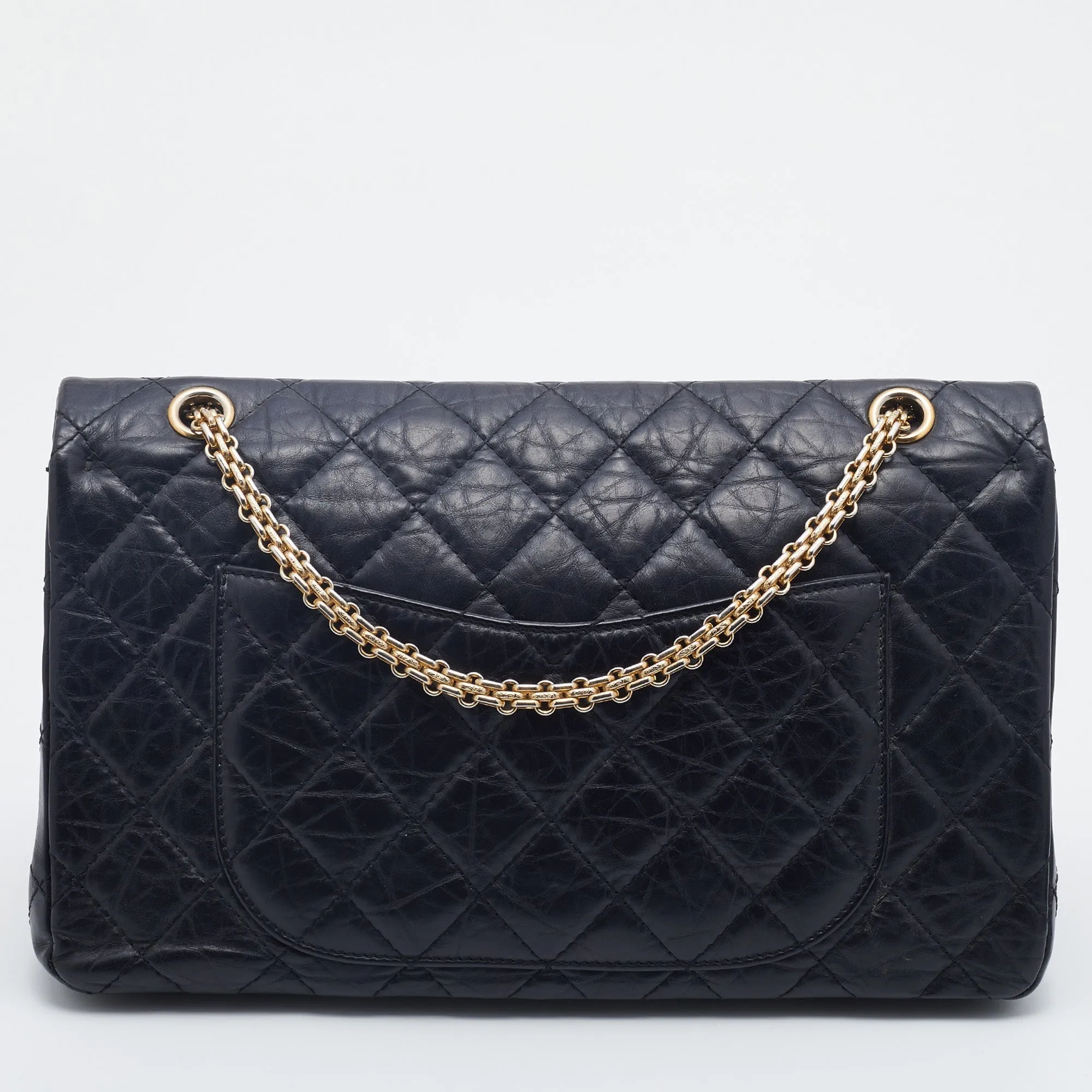 Chanel Black Quilted Aged Leather Reissue 2.55 Classic 227 Flap Bag