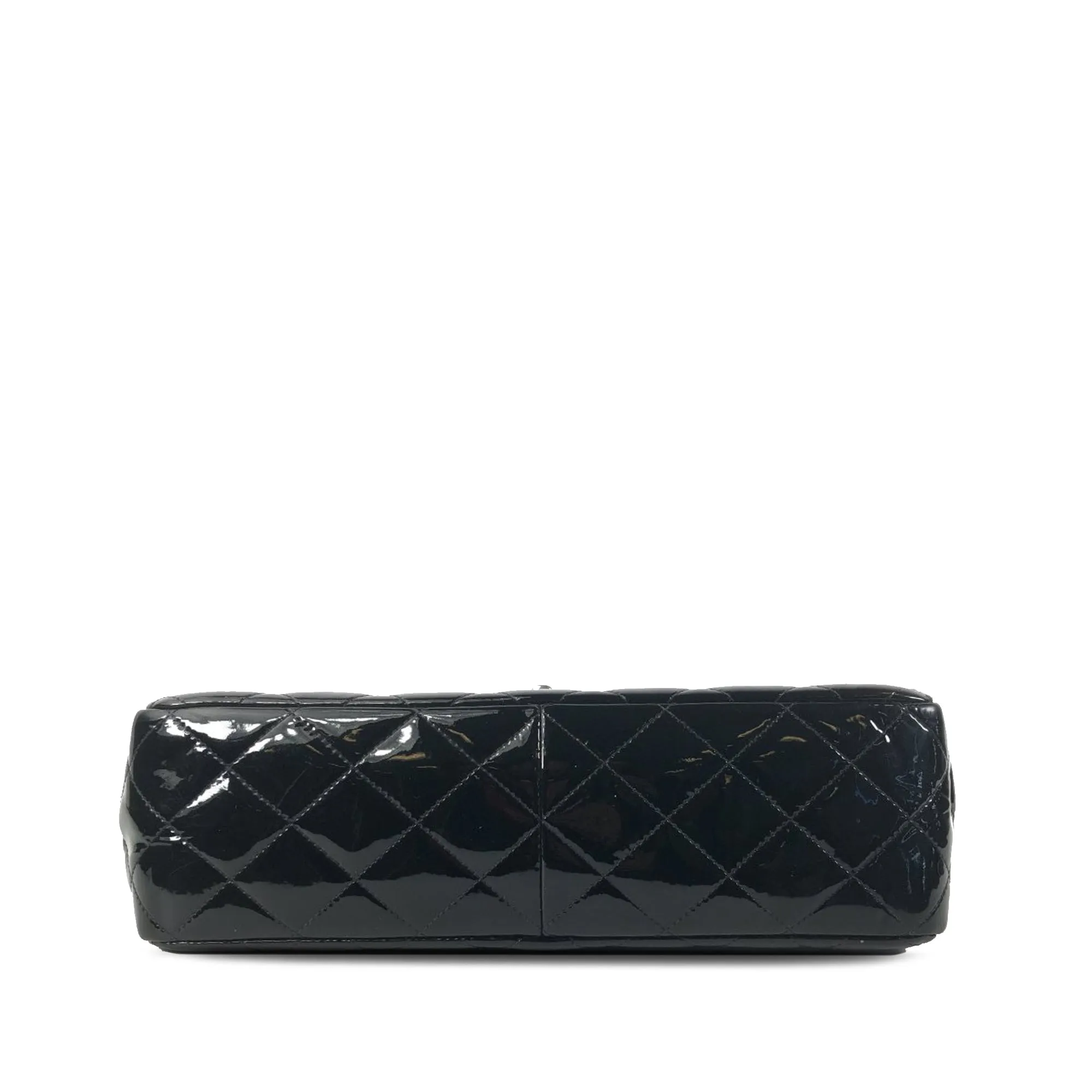 Chanel Classic Double Flap Jumbo Black Patent Leather Silver