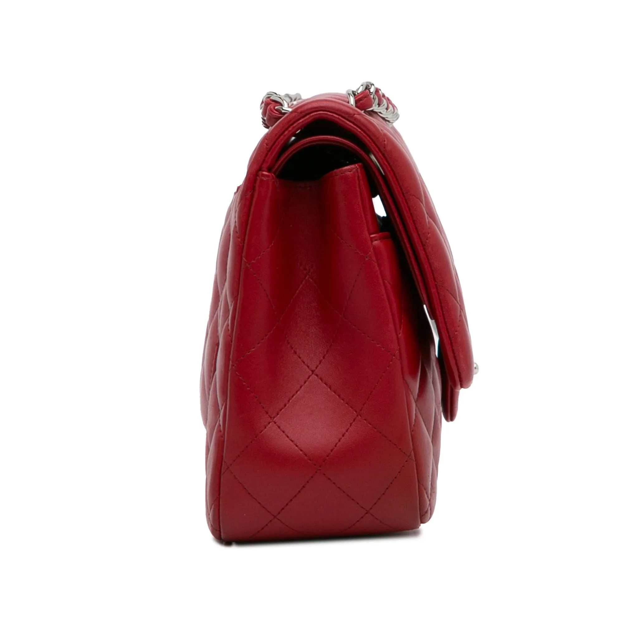 Chanel Classic Double Flap Jumbo Red Lambskin Silver