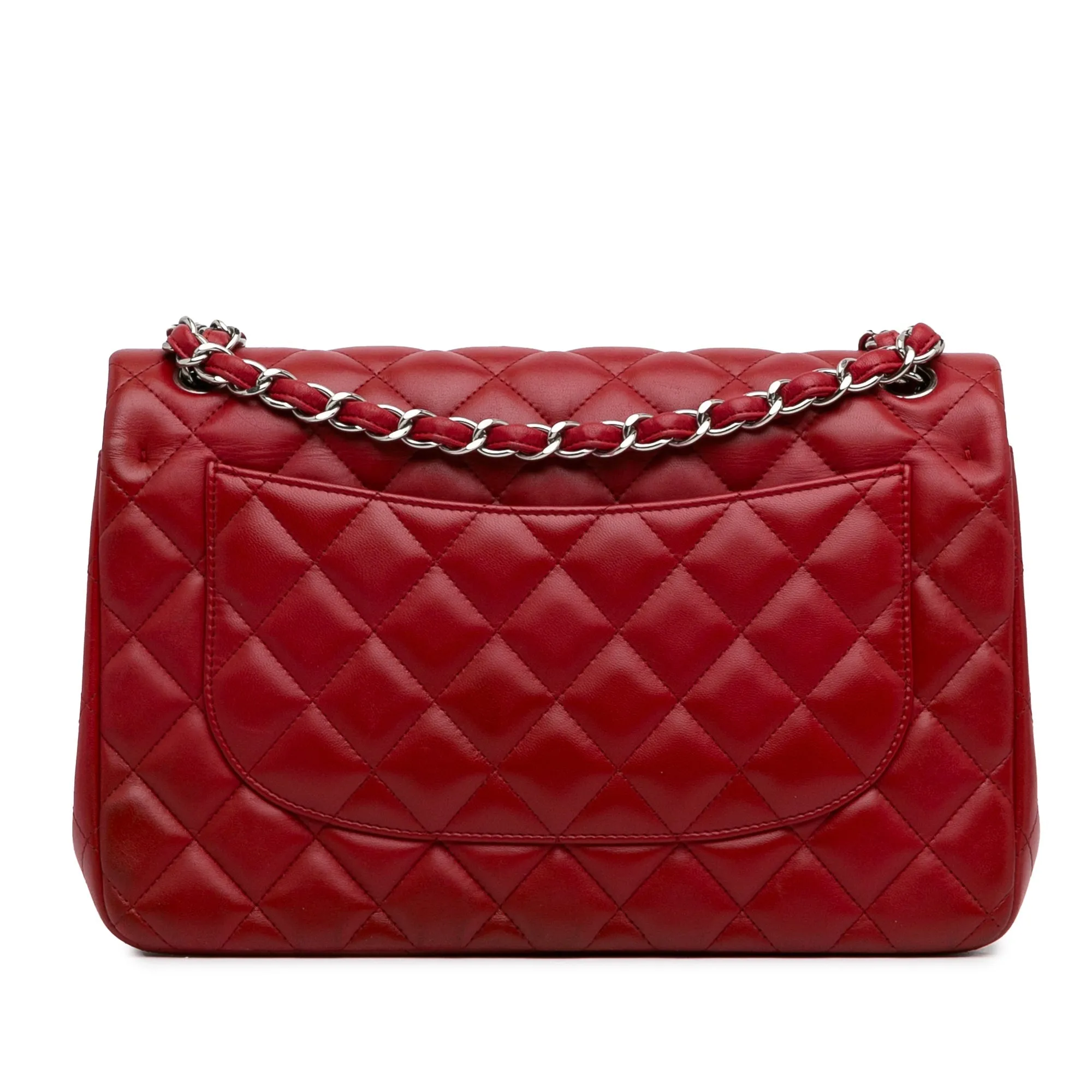 Chanel Classic Double Flap Jumbo Red Lambskin Silver