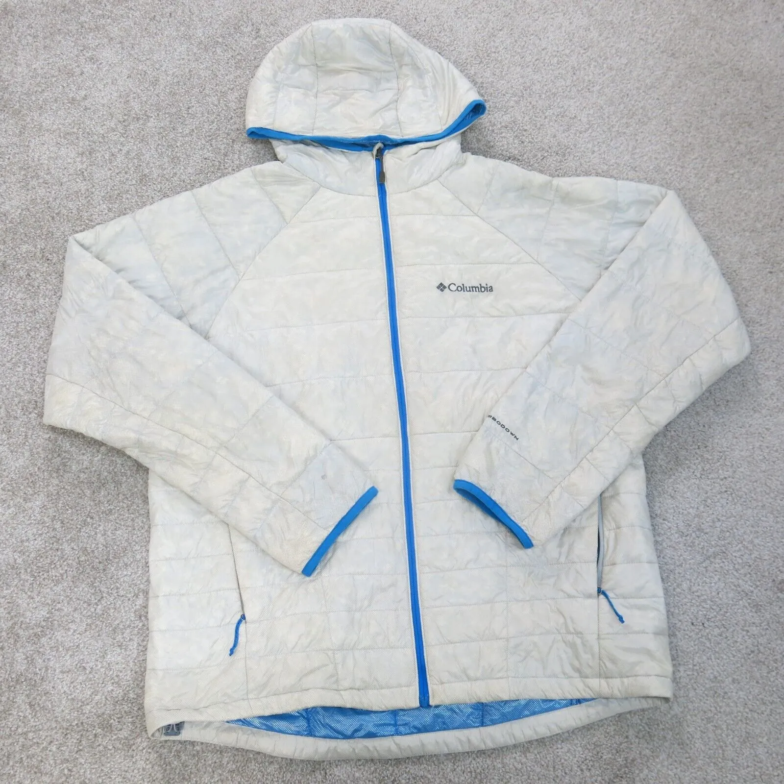 Columbia Jackets Womens M White Omni Heat Outdoors Quilted Puffer Hooded Coat