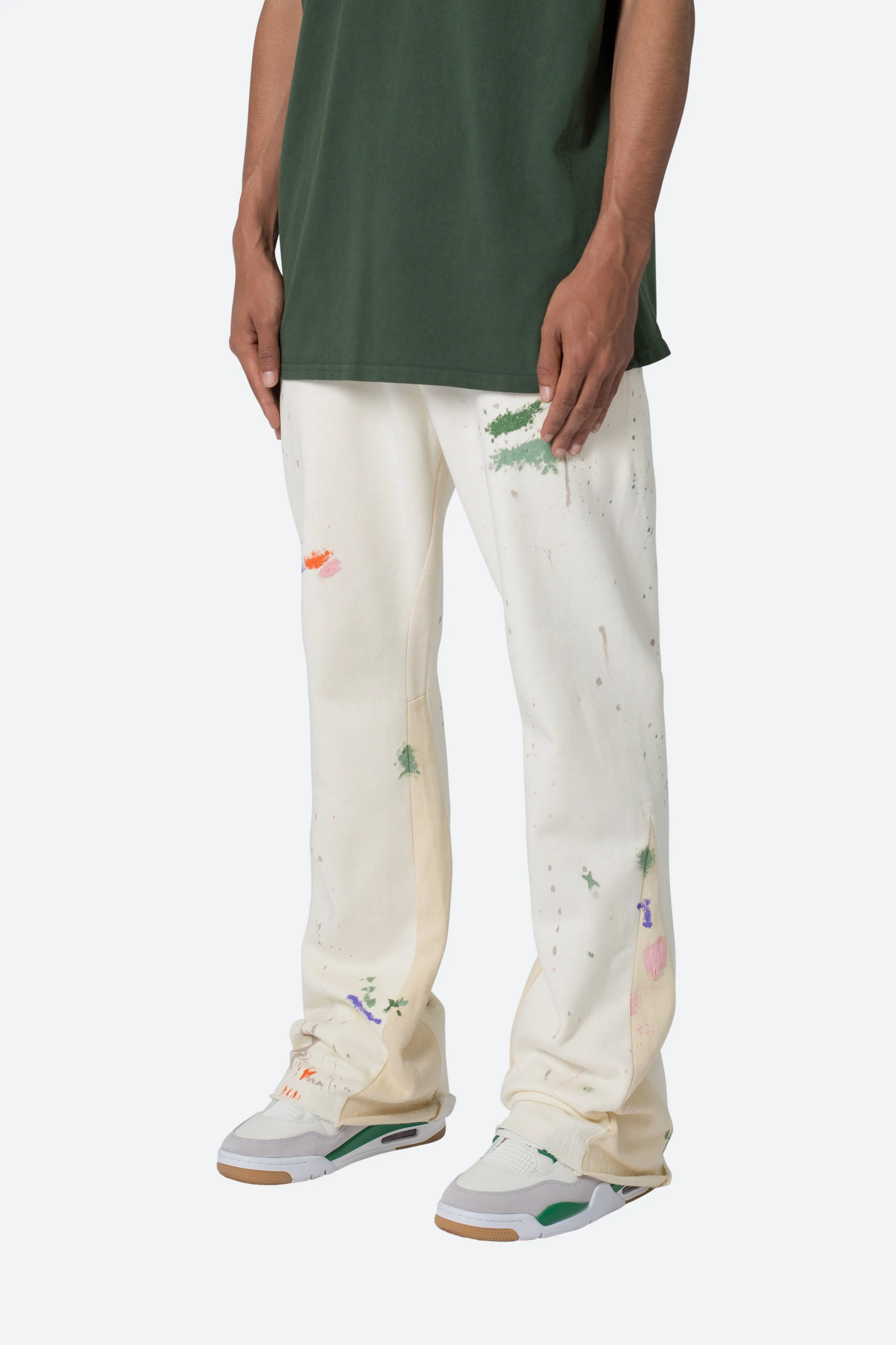 Contrast Bootcut Sweatpants - Off White