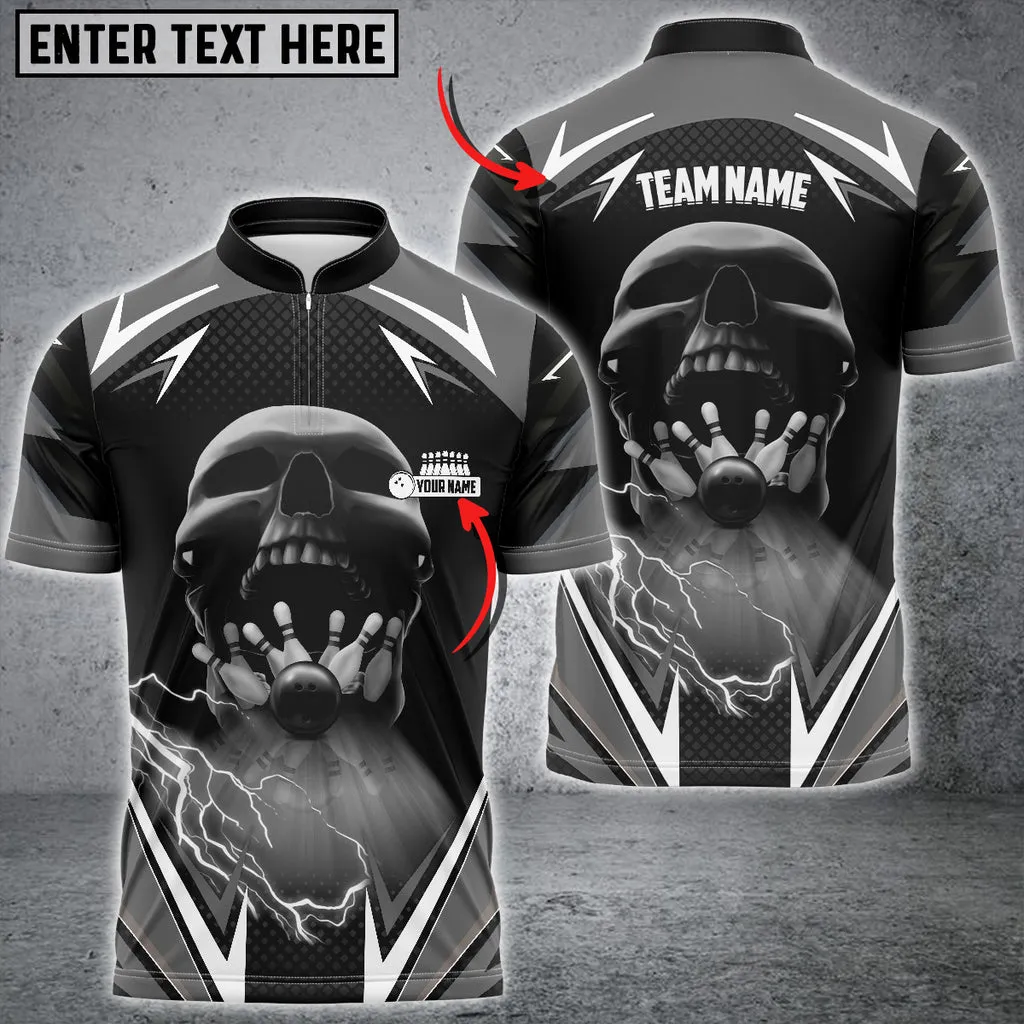 Coolspod Bowling And Pins Lightning Into Skull Multicolor Option Customized Name 3D Bowling Jersey Shirt